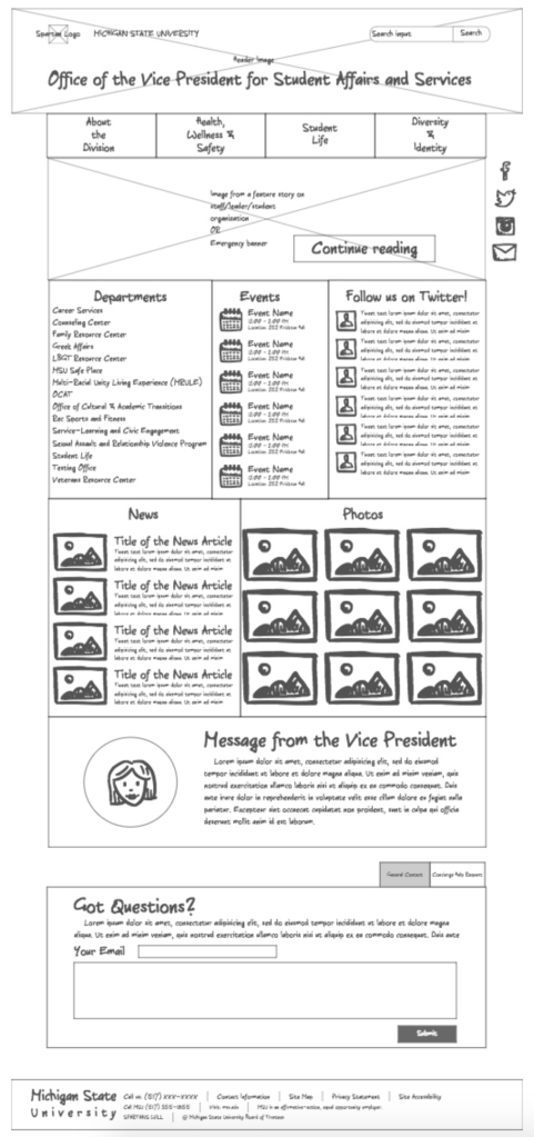 Student Affairs Wireframe