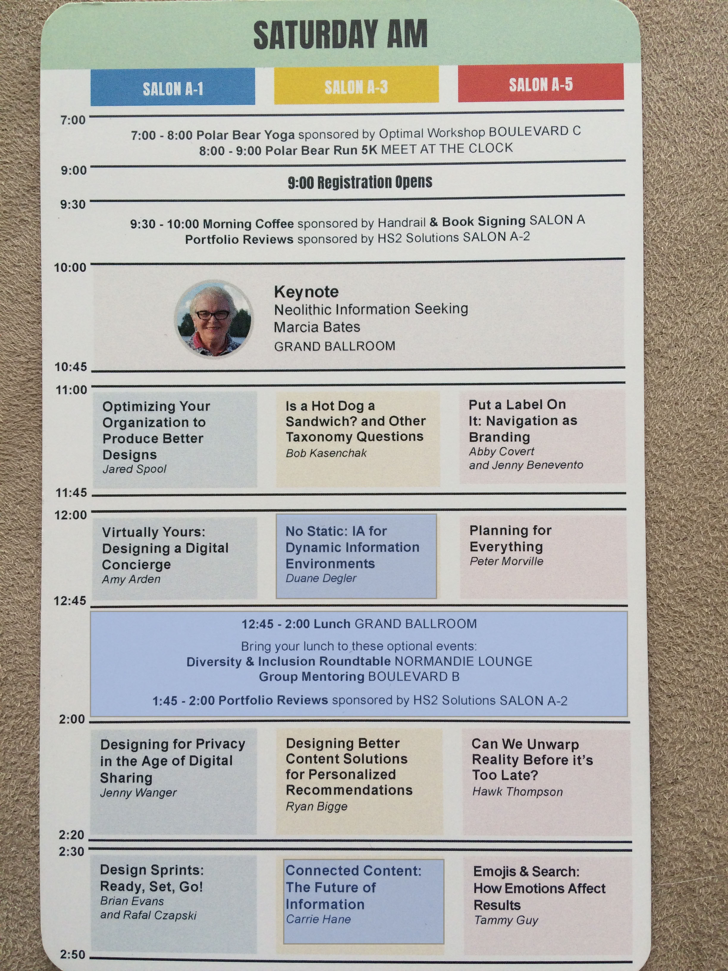 IA Summit Saturday AM Schedule highlighted