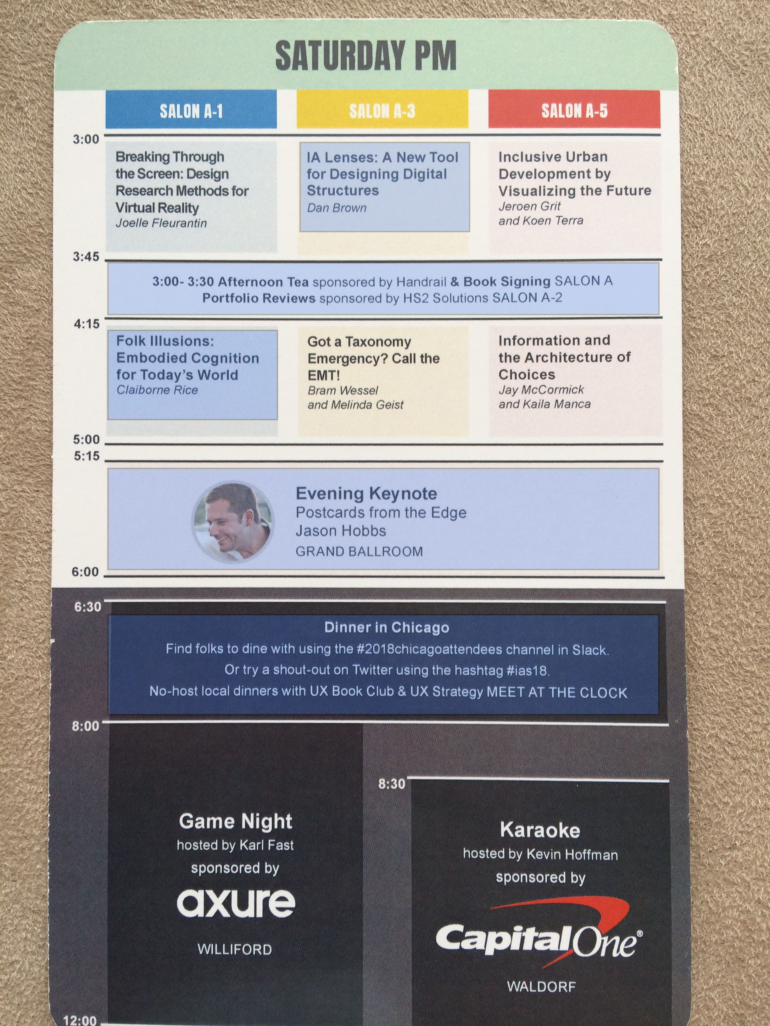 IA Summit Saturday PM Schedule highlighted